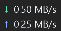 Compact two-line speed readout for the taskbar